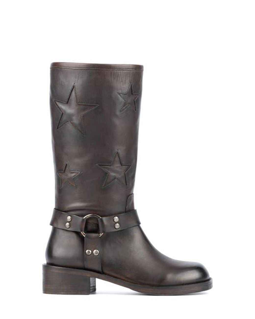 Vintage Foundry Brown Vintage Leather Patchwork Knee-High Boots