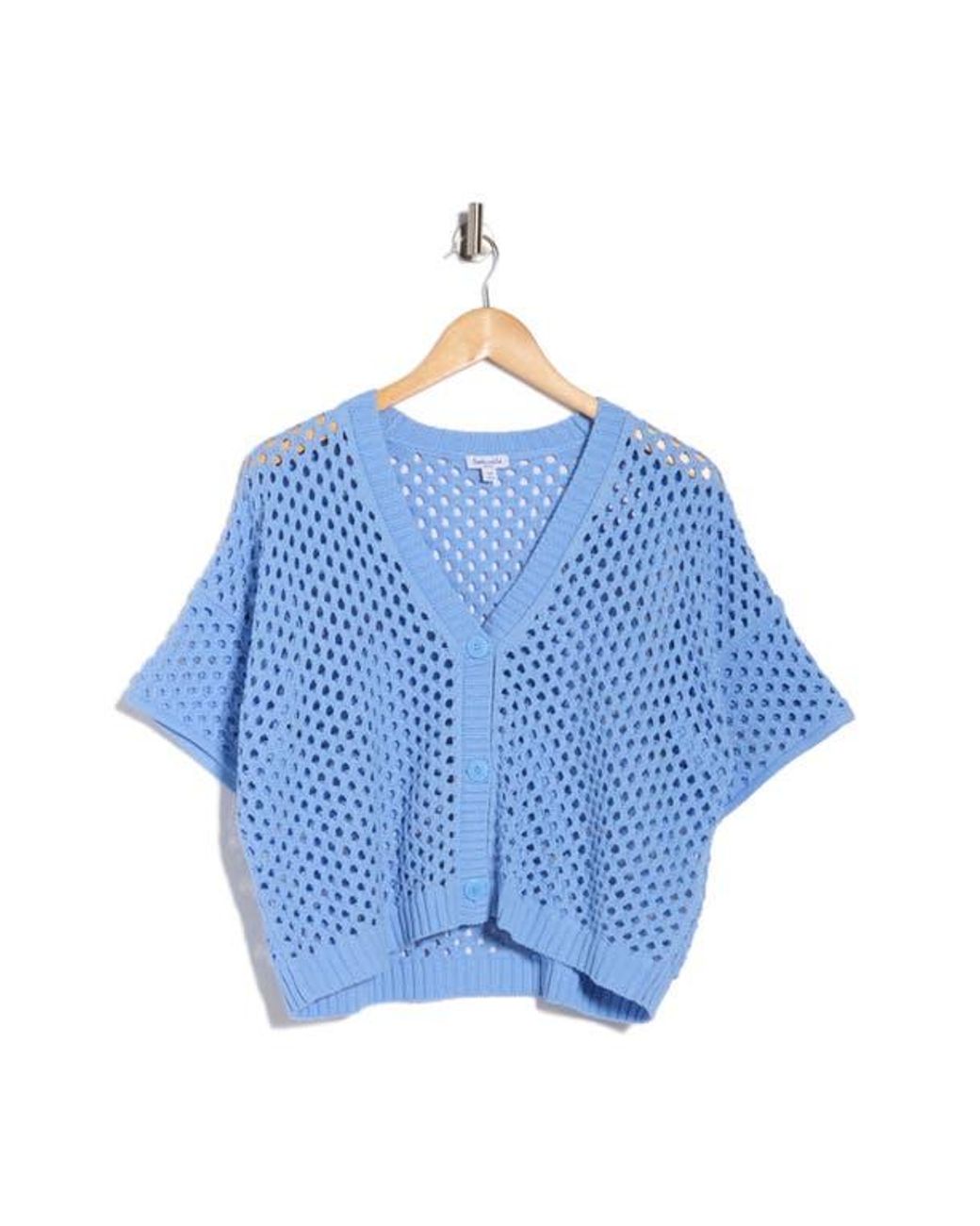 Splendid Blue Nina Pointelle Short Sleeve Cardigan