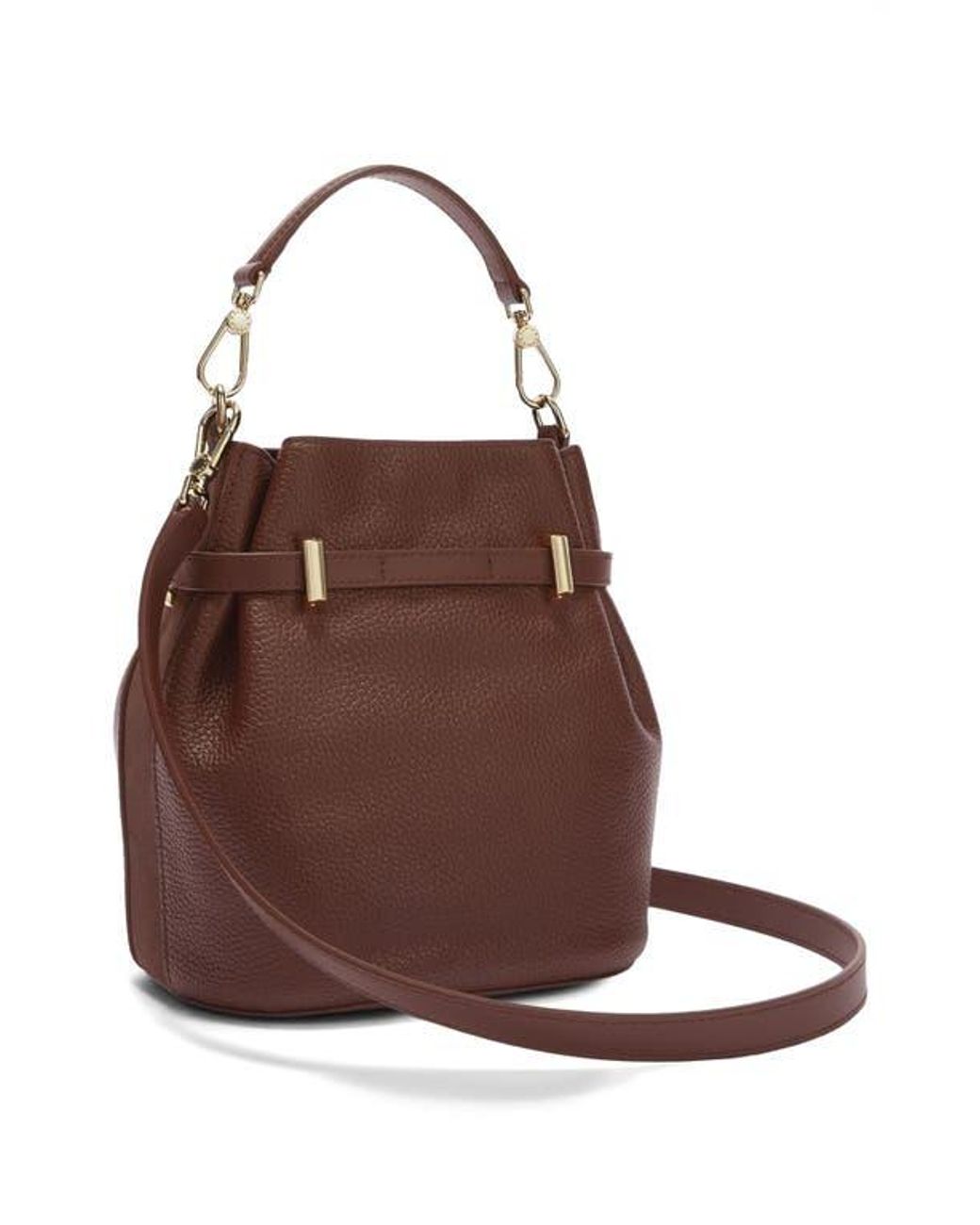 Furla Aura Mini Drawstring Leather Bucket Bag in Brown | Lyst