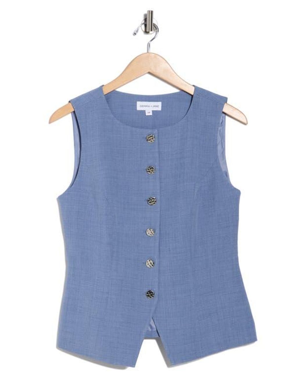 Gemma Jane Blue Hammered Button-Up Vest