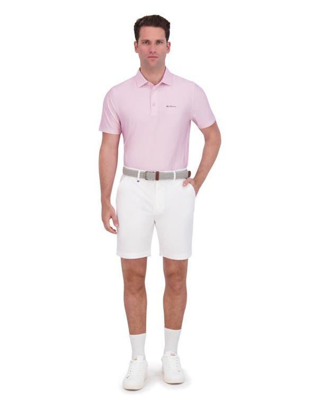 Ben Sherman Pink Collage Solid Stretch Tech Polo for men