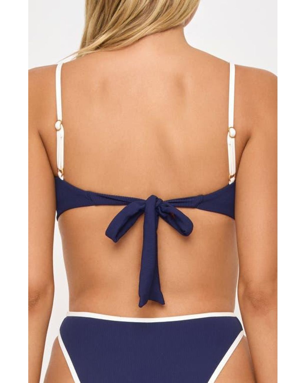 LSPACE Blue Hazel Ribbed Bikini Top