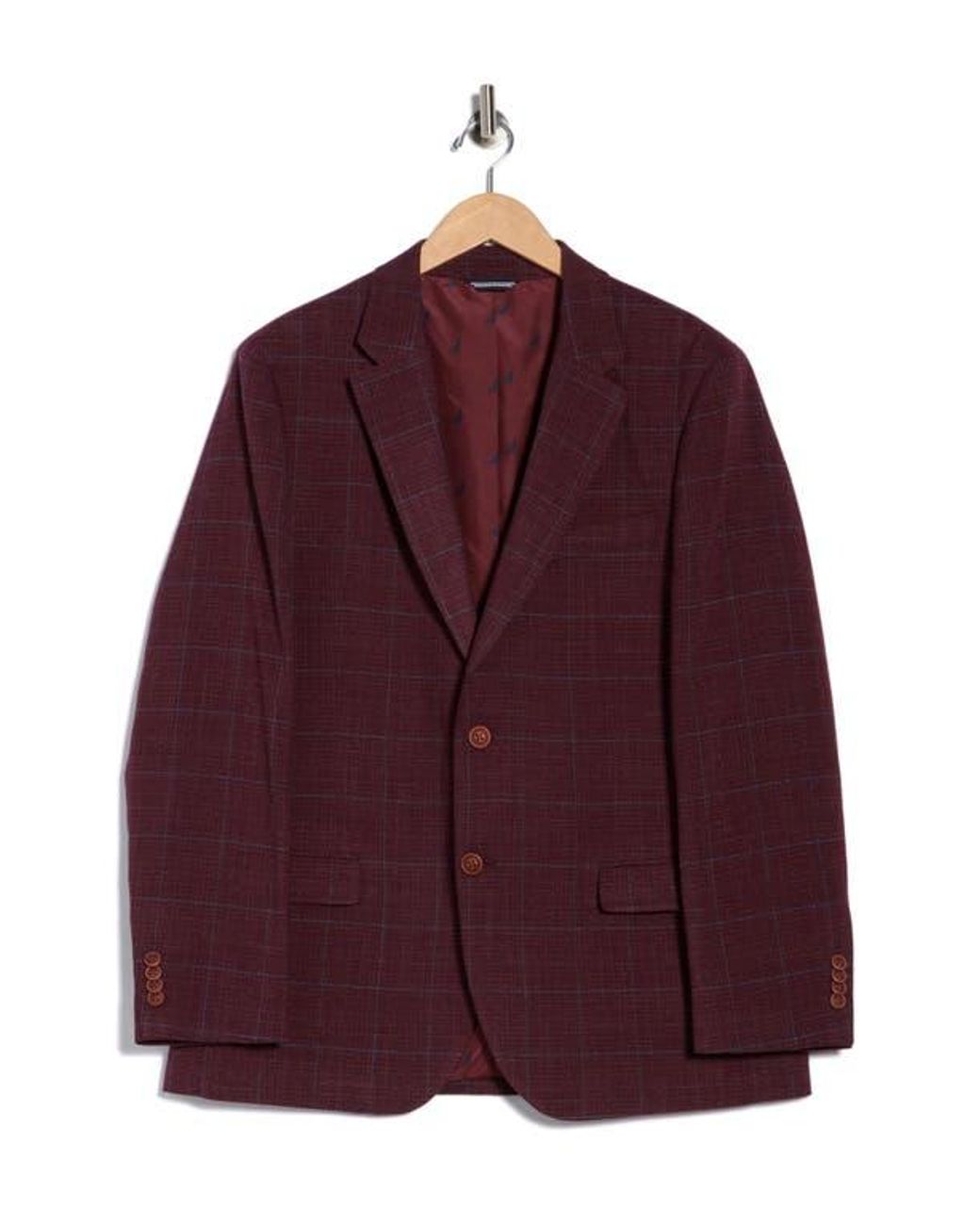 Nautica Purple Windowpane Notch Lapel Stretch Blazer for men