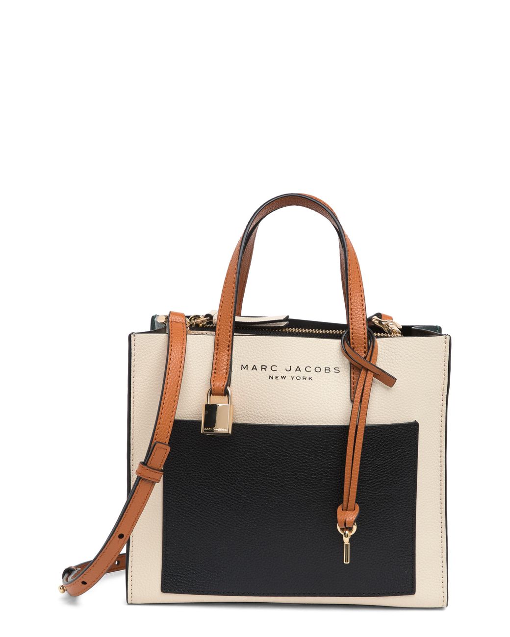 Marc Jacobs Mini Grind Colorblock Leather Tote Bag in Black | Lyst