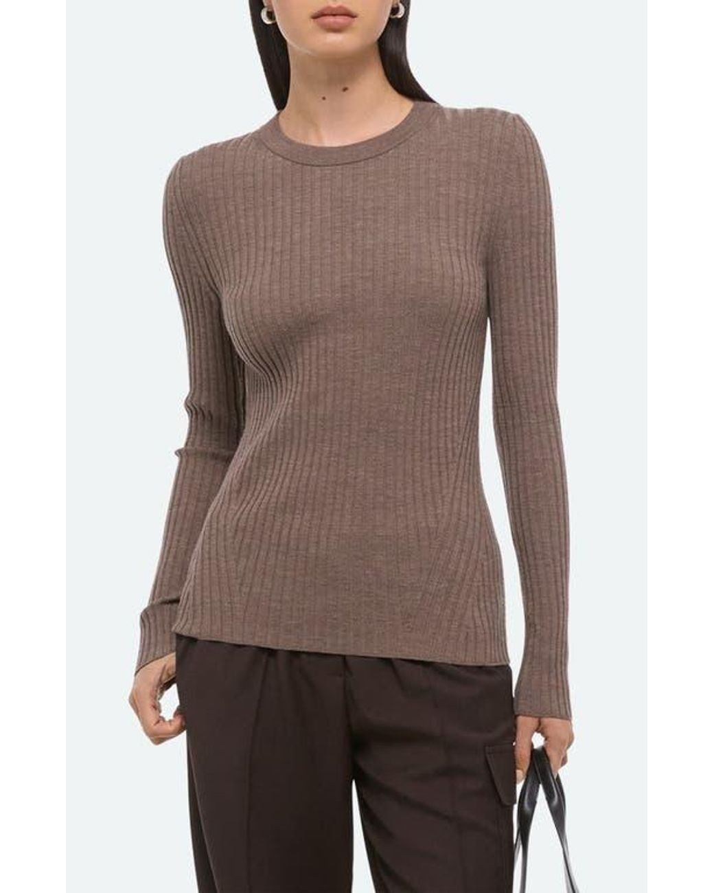 Helmut Lang Brown Cutout Back Rib Top