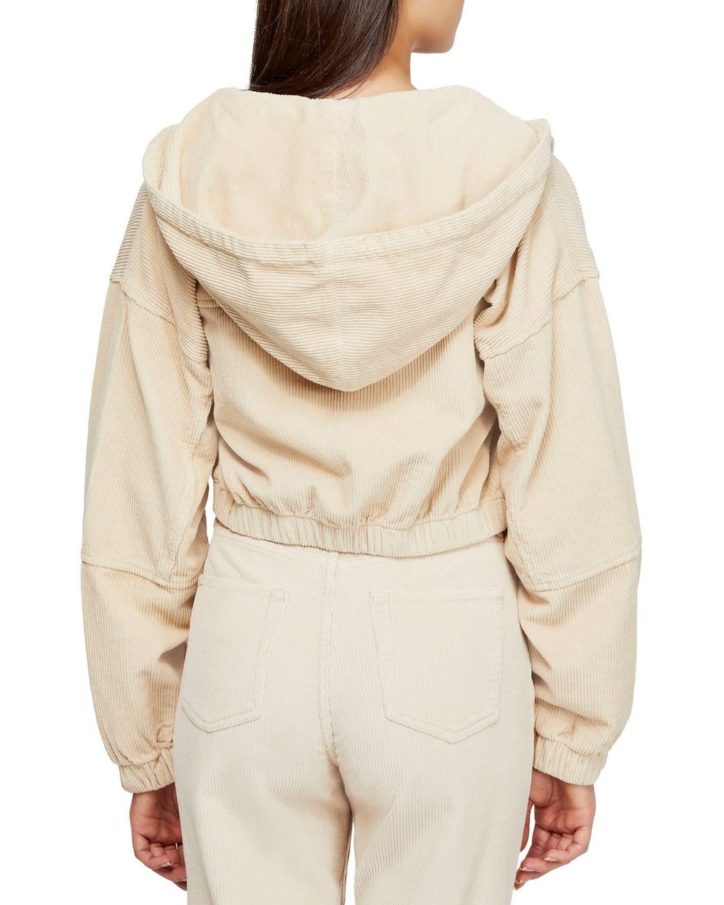 BDG Urban Outfitters Corduroy Crop Hooded Jacket in White | Lyst