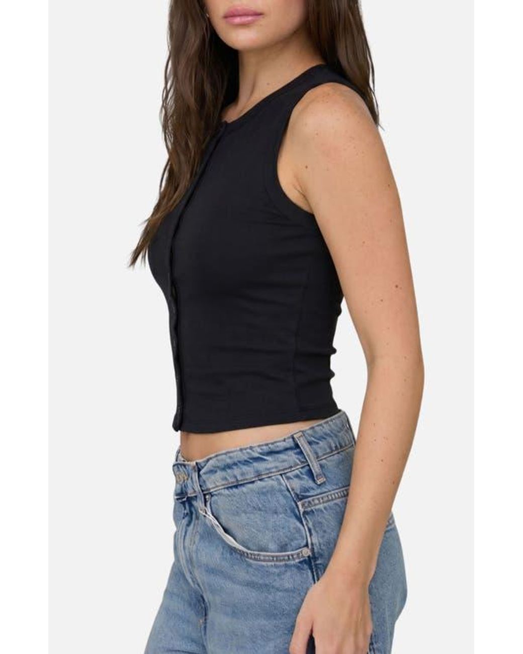 Blu Pepper Blue Button Down Cotton Jersey Tank