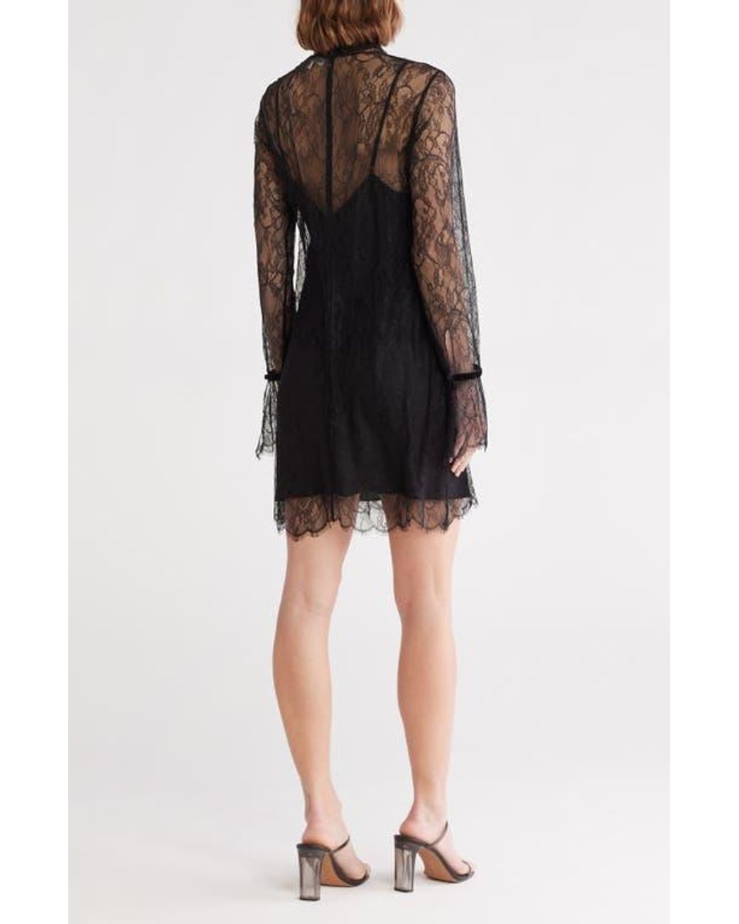 chinese dress ladies BCBGMAXAZRIA Payten Long-Sleeve Lace-Insert Shift Dress – Runway Catalog main image 0