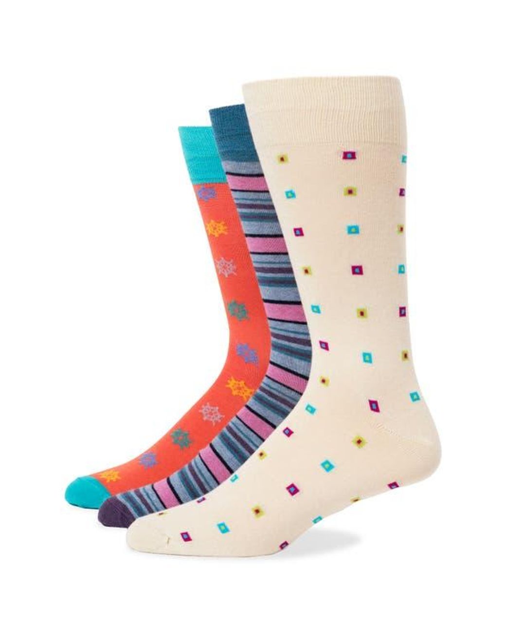 Lorenzo Uomo Multicolor Assorted 3-Pack Crew Socks for men