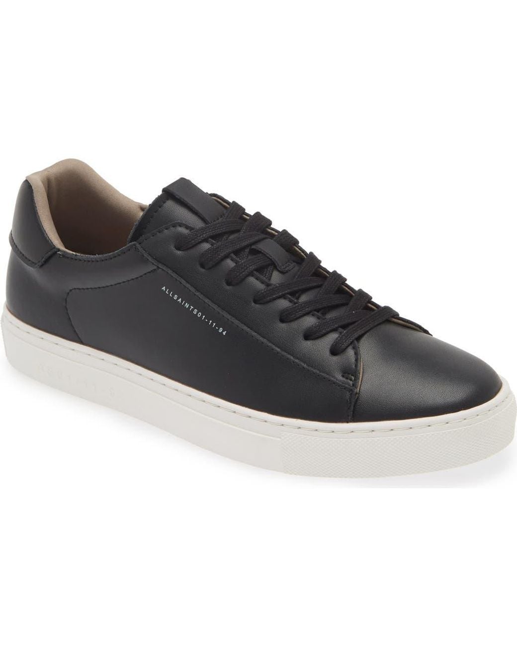 AllSaints Black Klip Leather Low-Top Sneakers for men