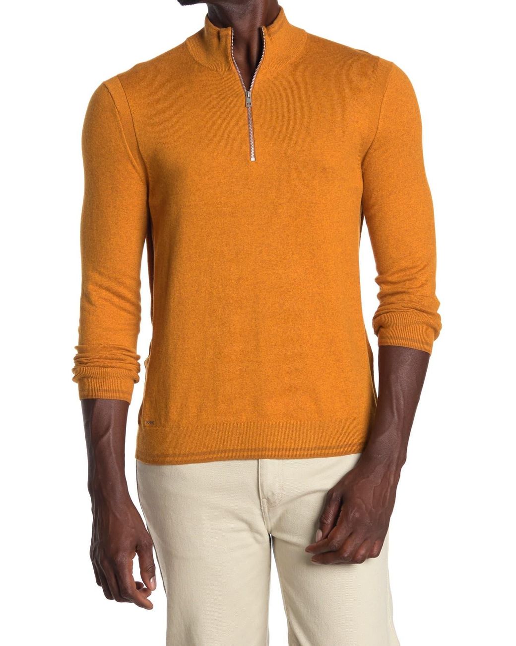 Michael Kors Cotton Quarter Zip Sweater in Orange for Men Lyst