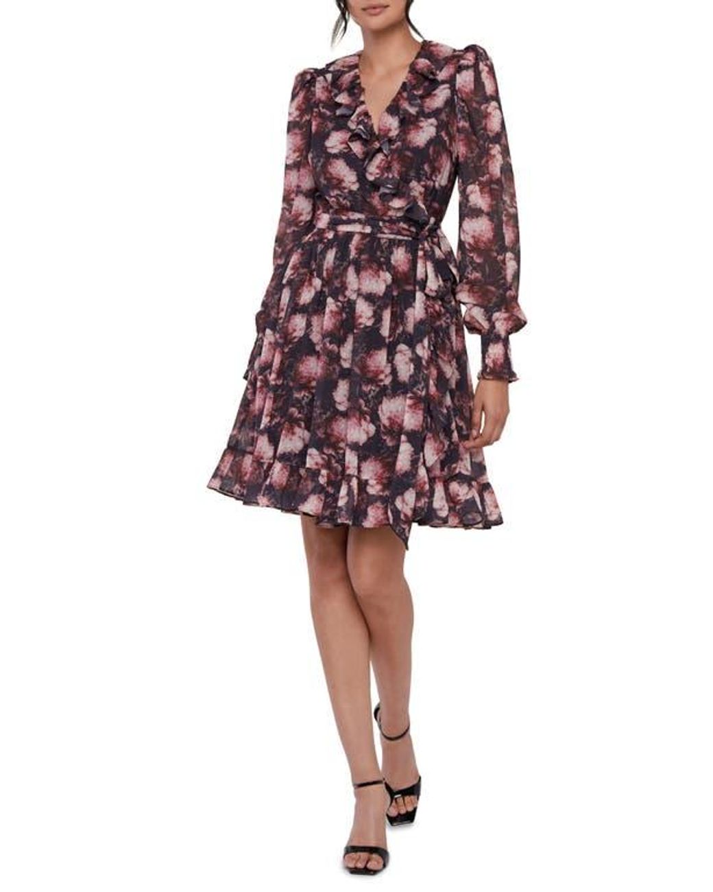 Rachel Parcell Floral Chiffon Wrap Midi Dress in Red Lyst