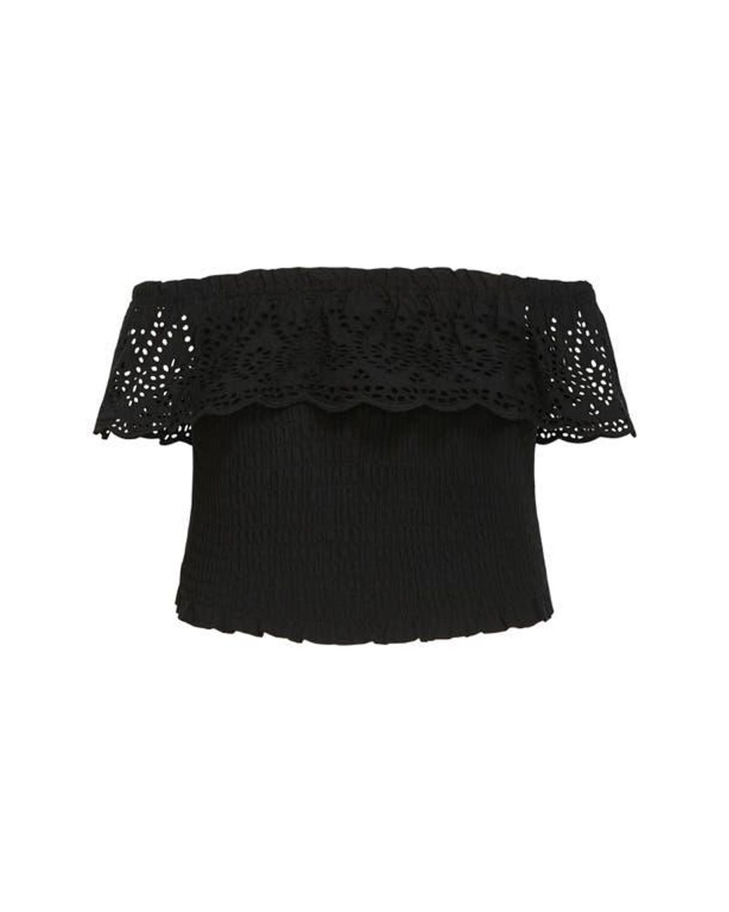 City Chic Black Jayde Eyelet Overlay Top