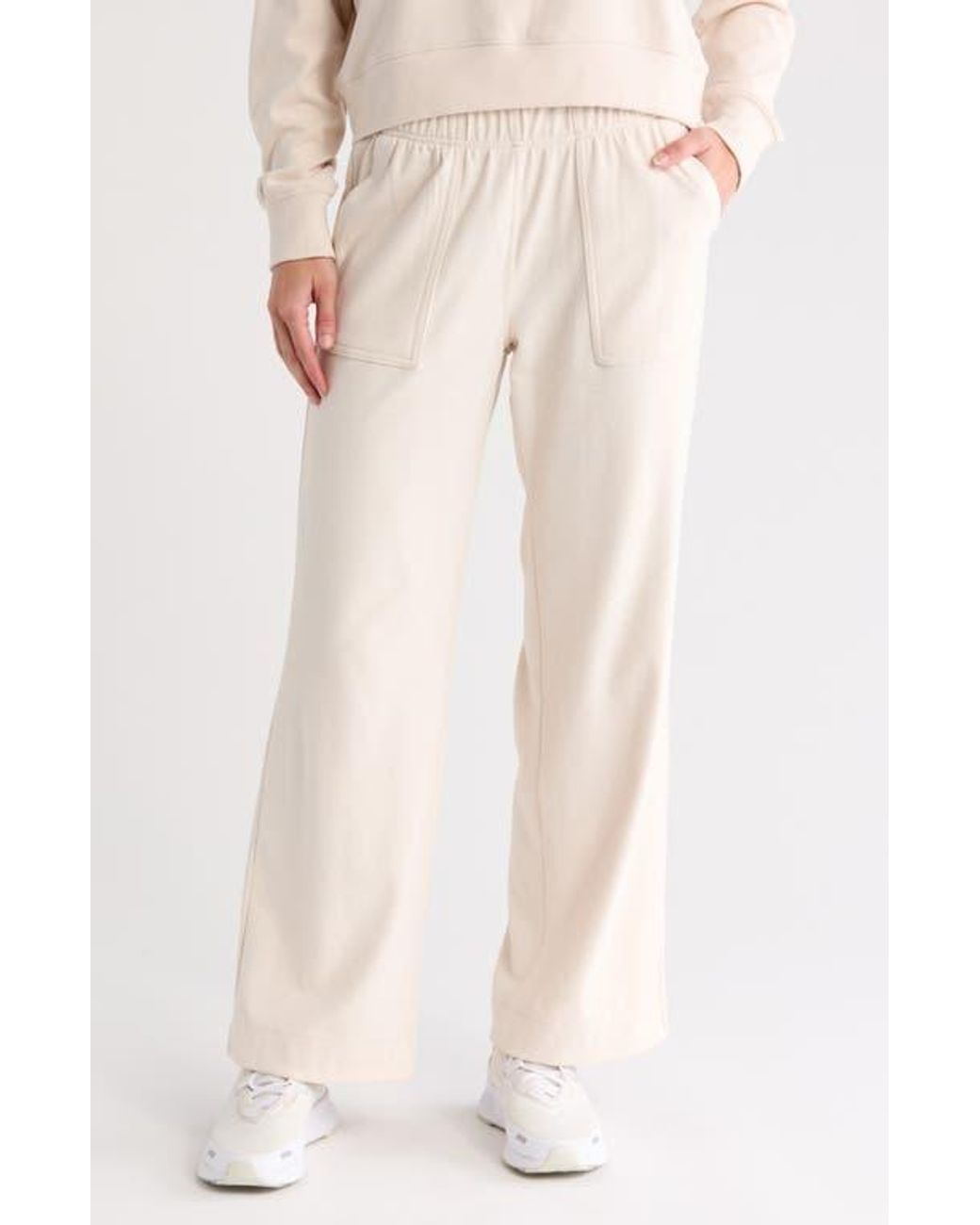 90 Degrees Daisy Wide Leg Pull On Pants in Natural Lyst