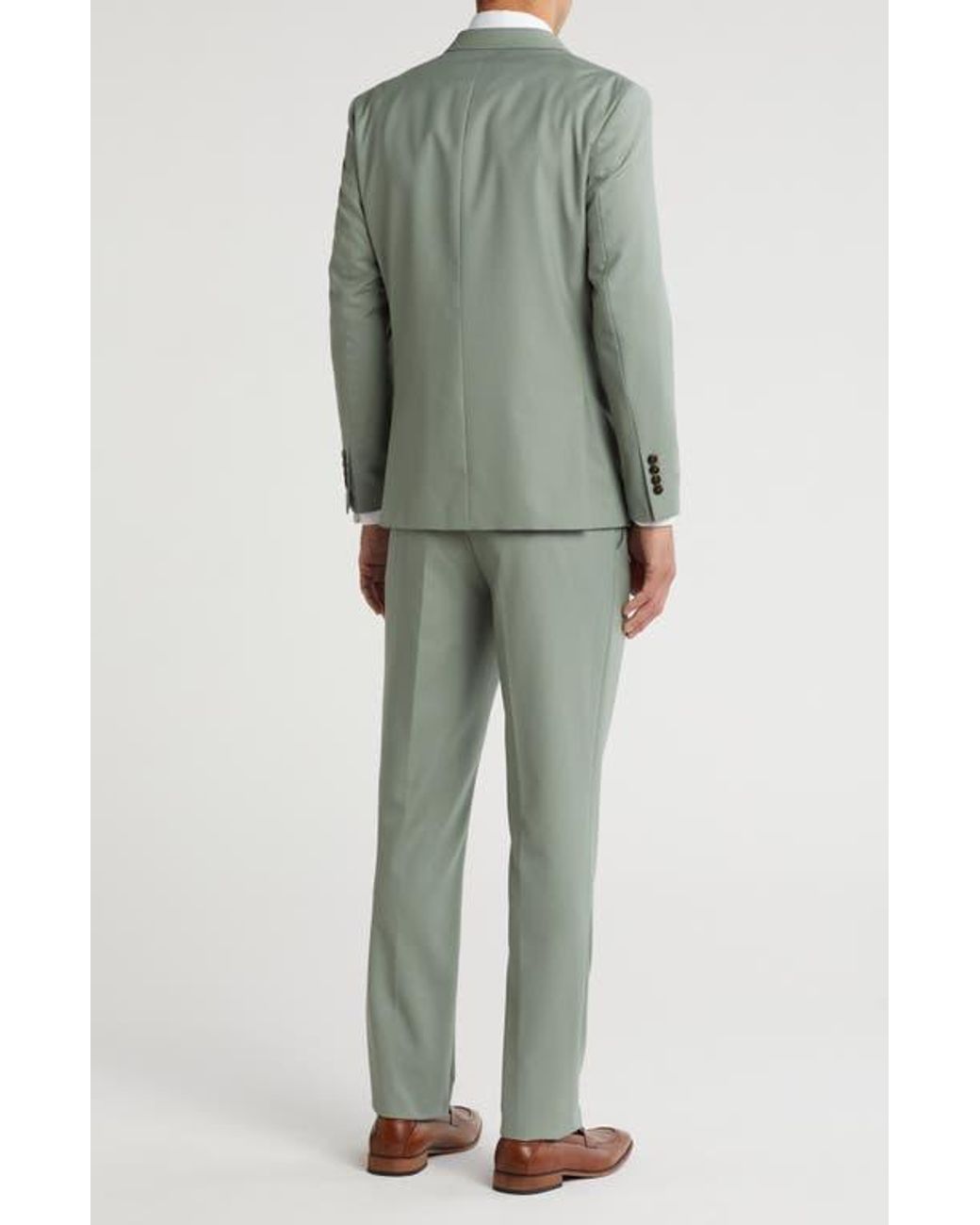 Gino Vitale Green Slim Fit Solid Double Breasted Suit for men