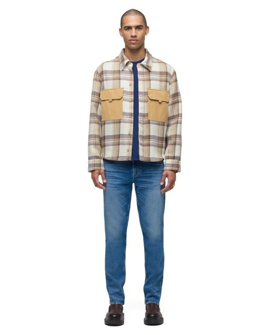Hudson Blue Plaid Shirt Jacket for men