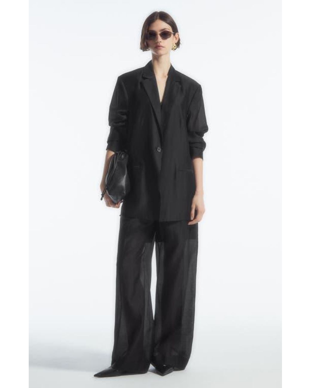 COS Drape Open Back Blazer in Black | Lyst