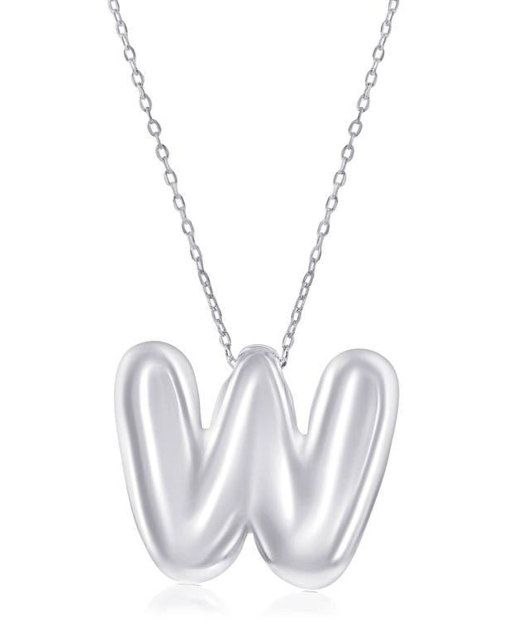 Simona White Bubble Initial Pendant Necklace