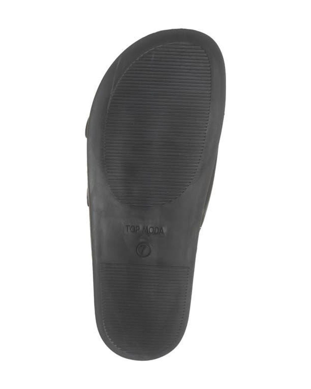 Top Moda Black Sailor Double Strap Slide Sandal