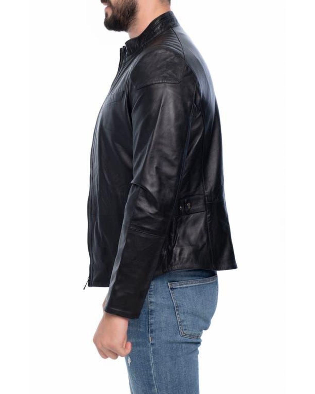 VELLAPAIS Black Lanier Leather Jacket for men