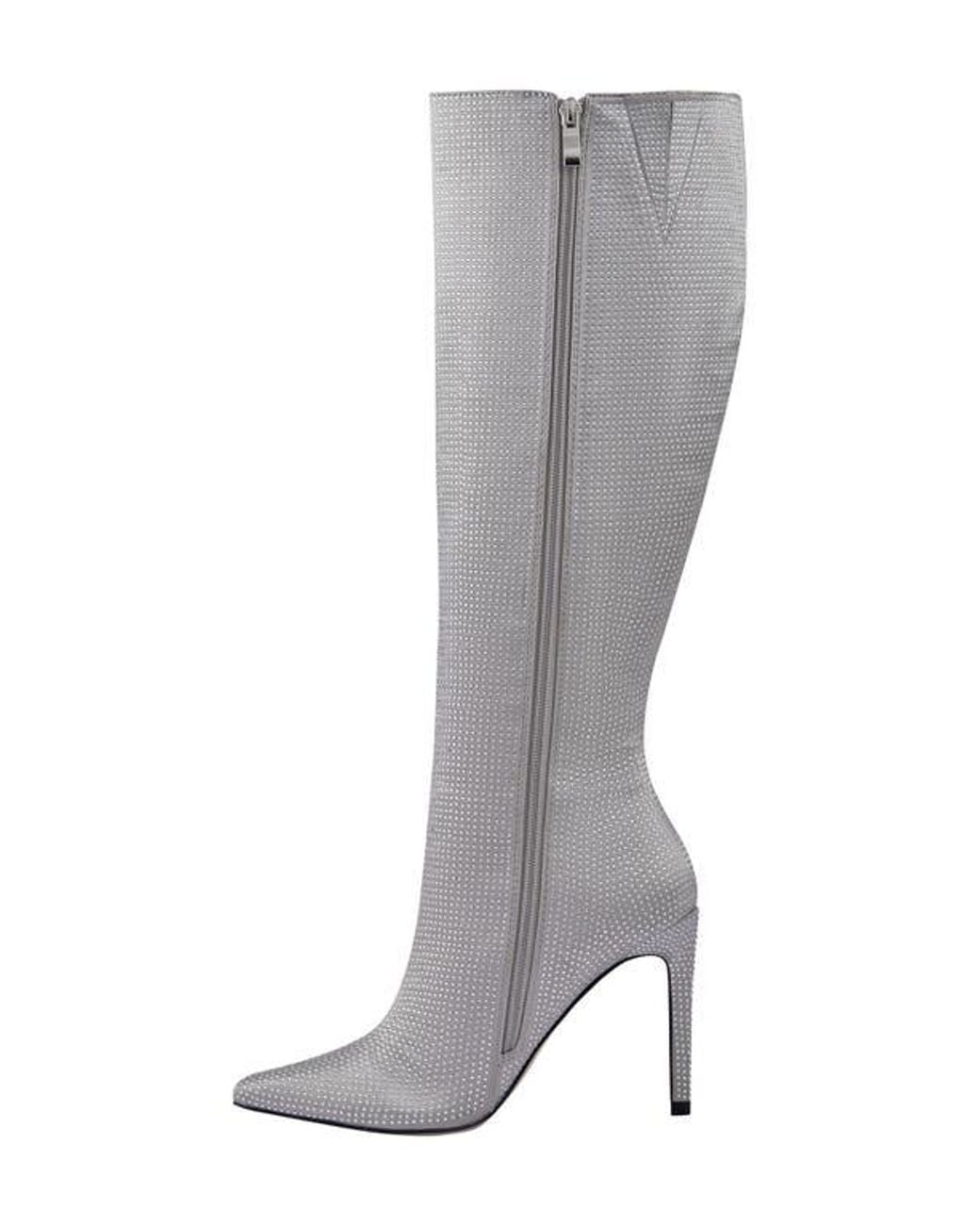 Lady Couture Gray Diamond Rhinestone Pointed Toe Boot