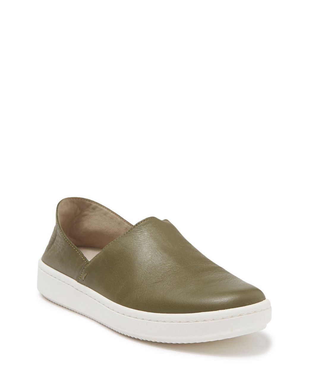 Womens olive green top slip on sneakers