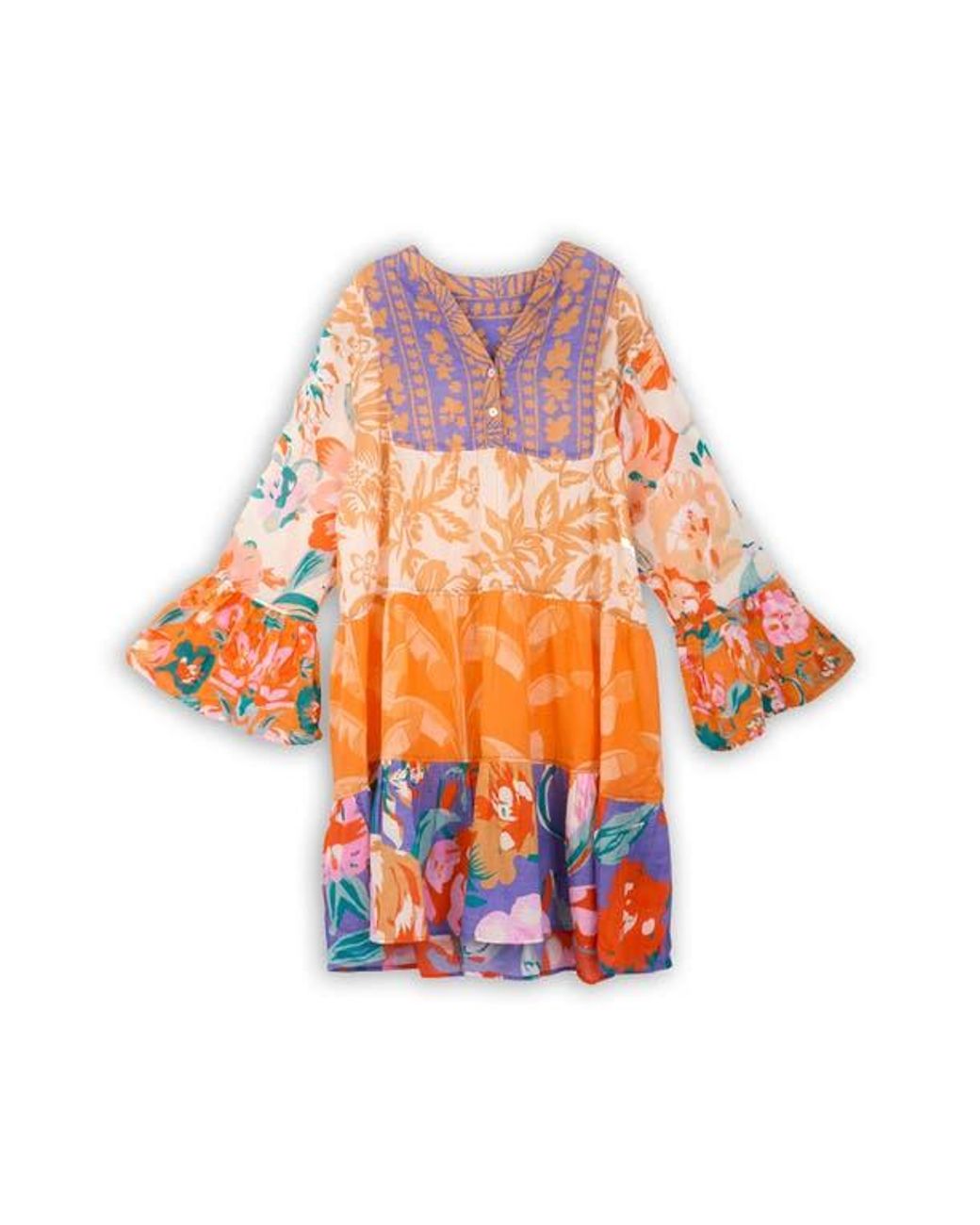 Saachi Orange Patchwork Cotton Tunic