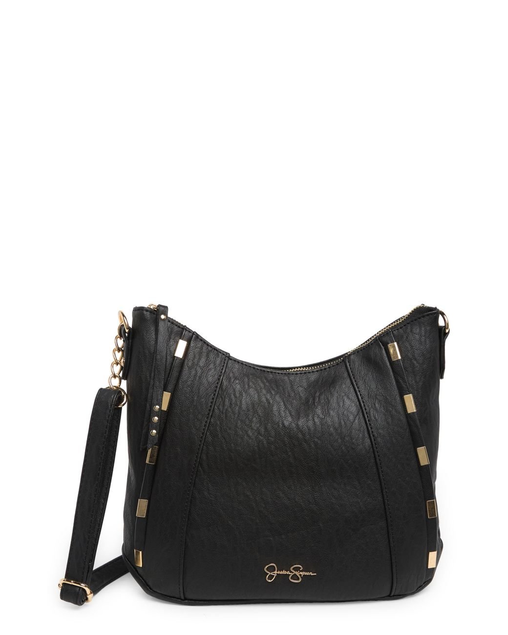 Buy the Jessica Simpson Black Faux Leather Gold Chain Shoulder Tote Bag |  GoodwillFinds