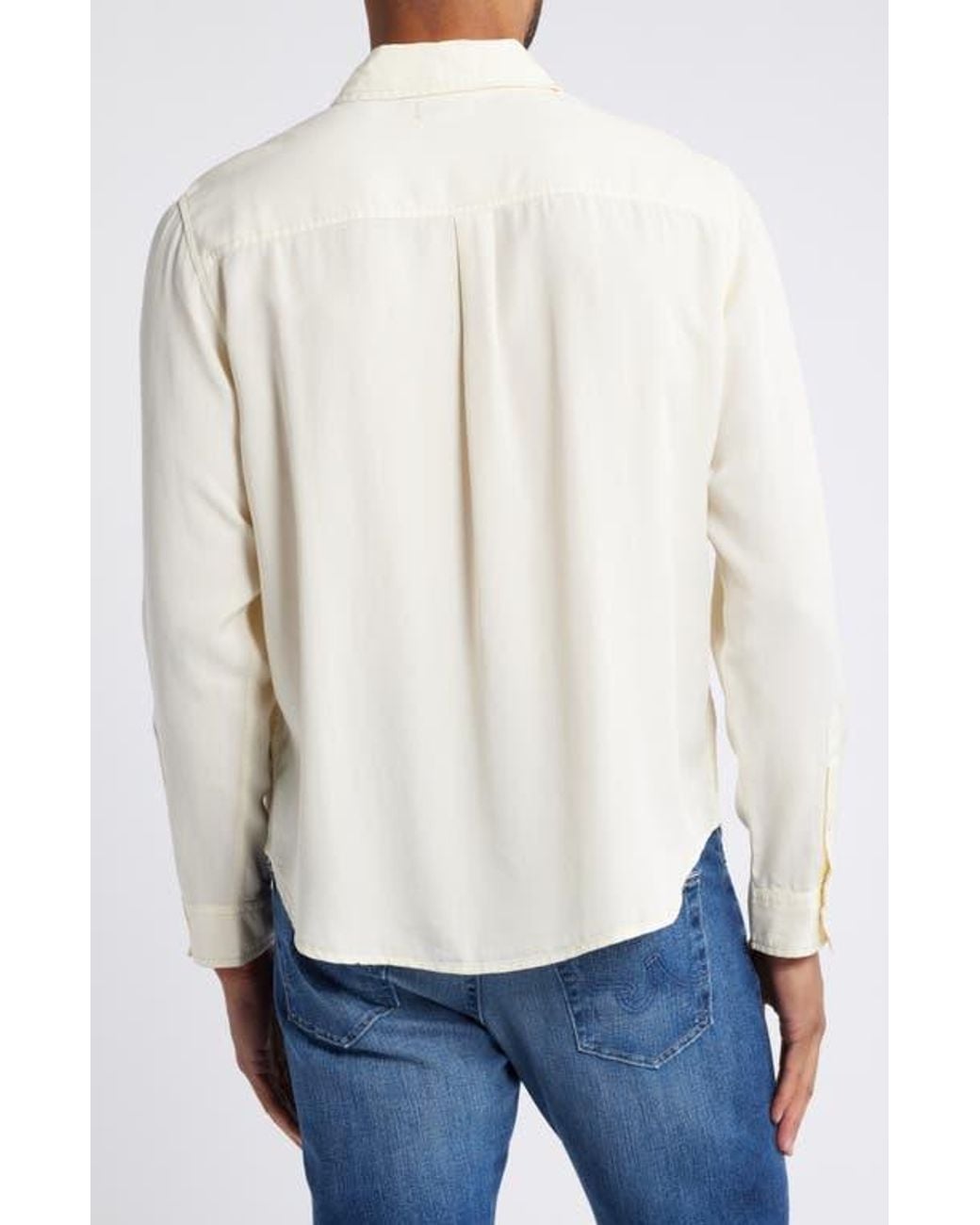 AG Jeans White Aiden Solid Lyocell Button-Up Shirt for men