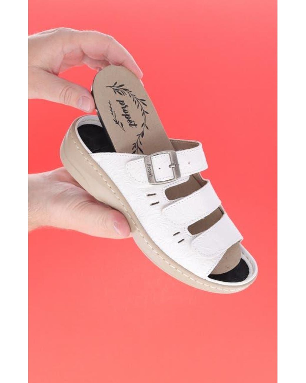 Propet White Breezy Walker Slide Sandal