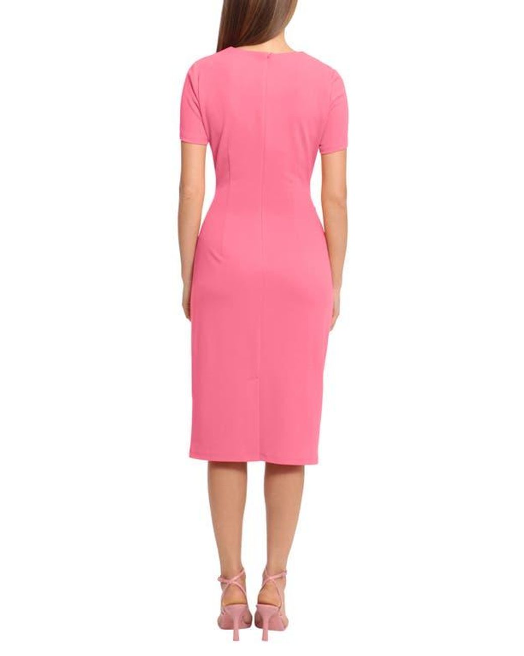knee length dresses for ladies Kina Below the Knee Short Sleeve Sheath Dress