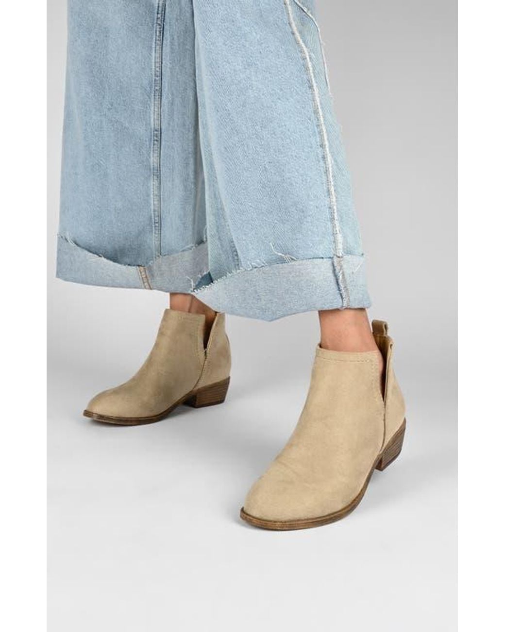 Journee Collection Brown Leopard Split-Side Ankle Booties