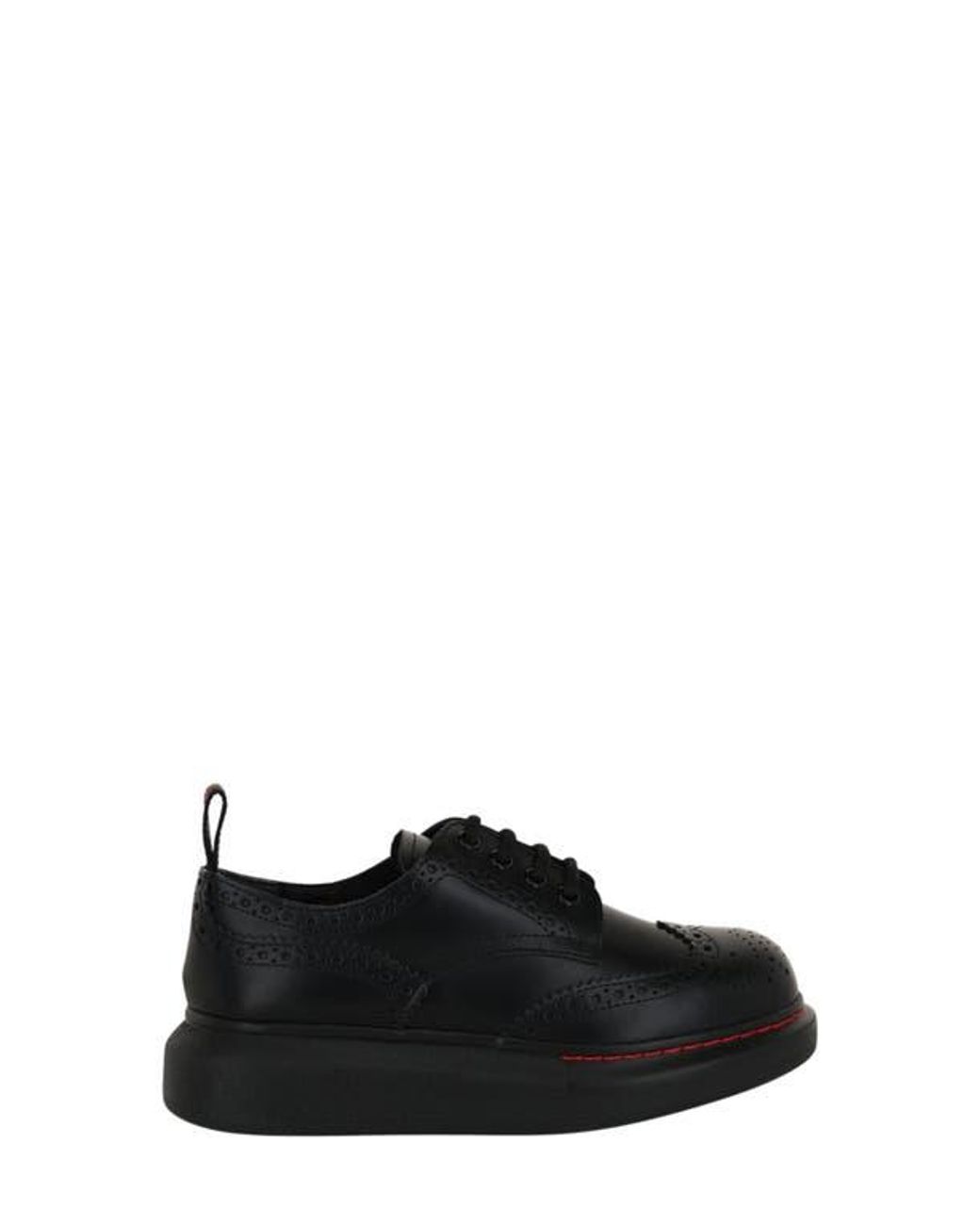 McQueen Black Liquid Brogue Derby