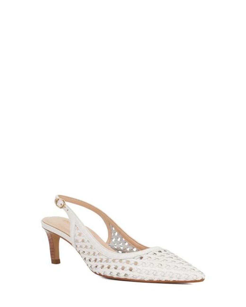 Dune White Divided Pointed Toe Slingback Pump