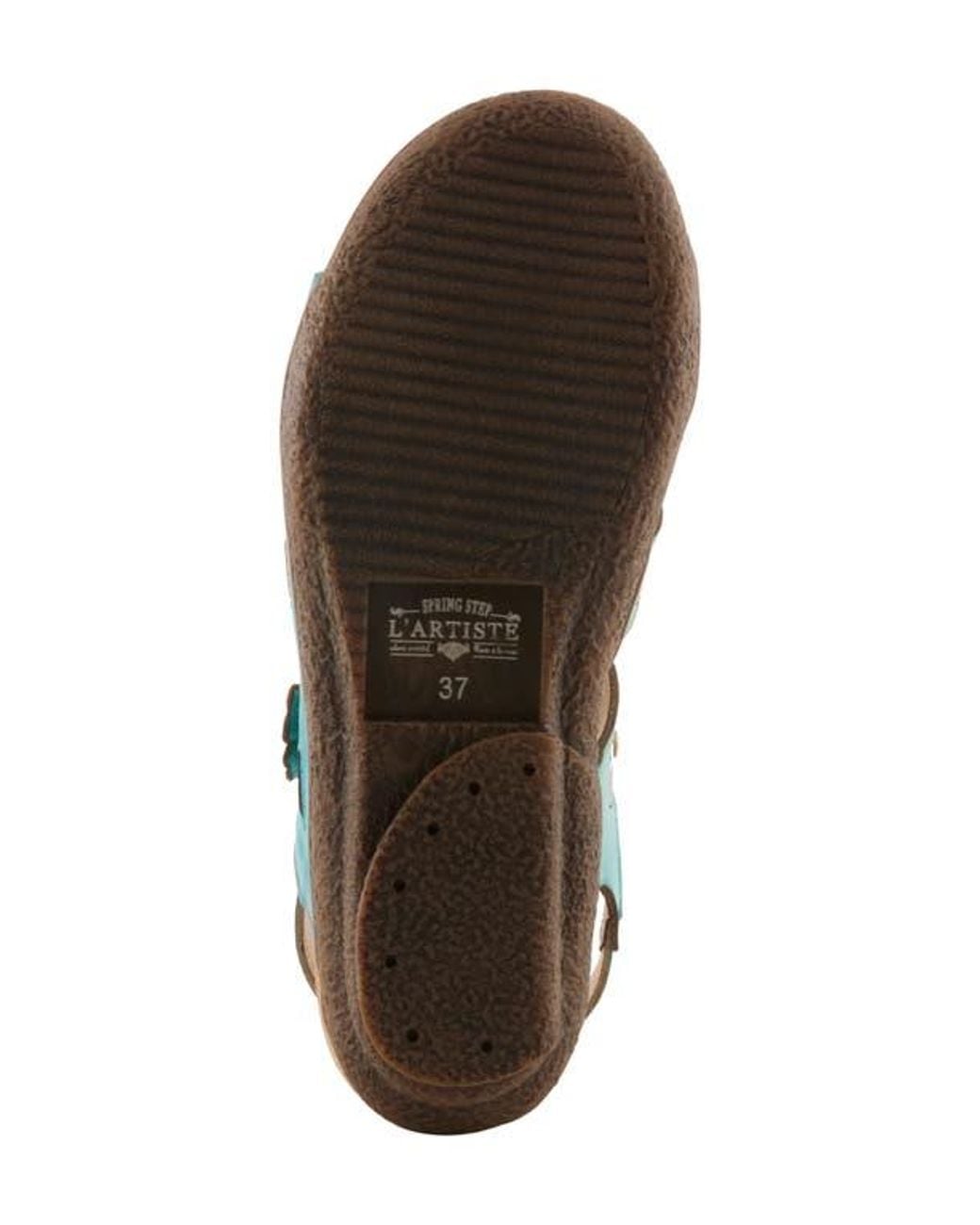Spring Step Blue Bethie Ankle Strap Wedge Sandal