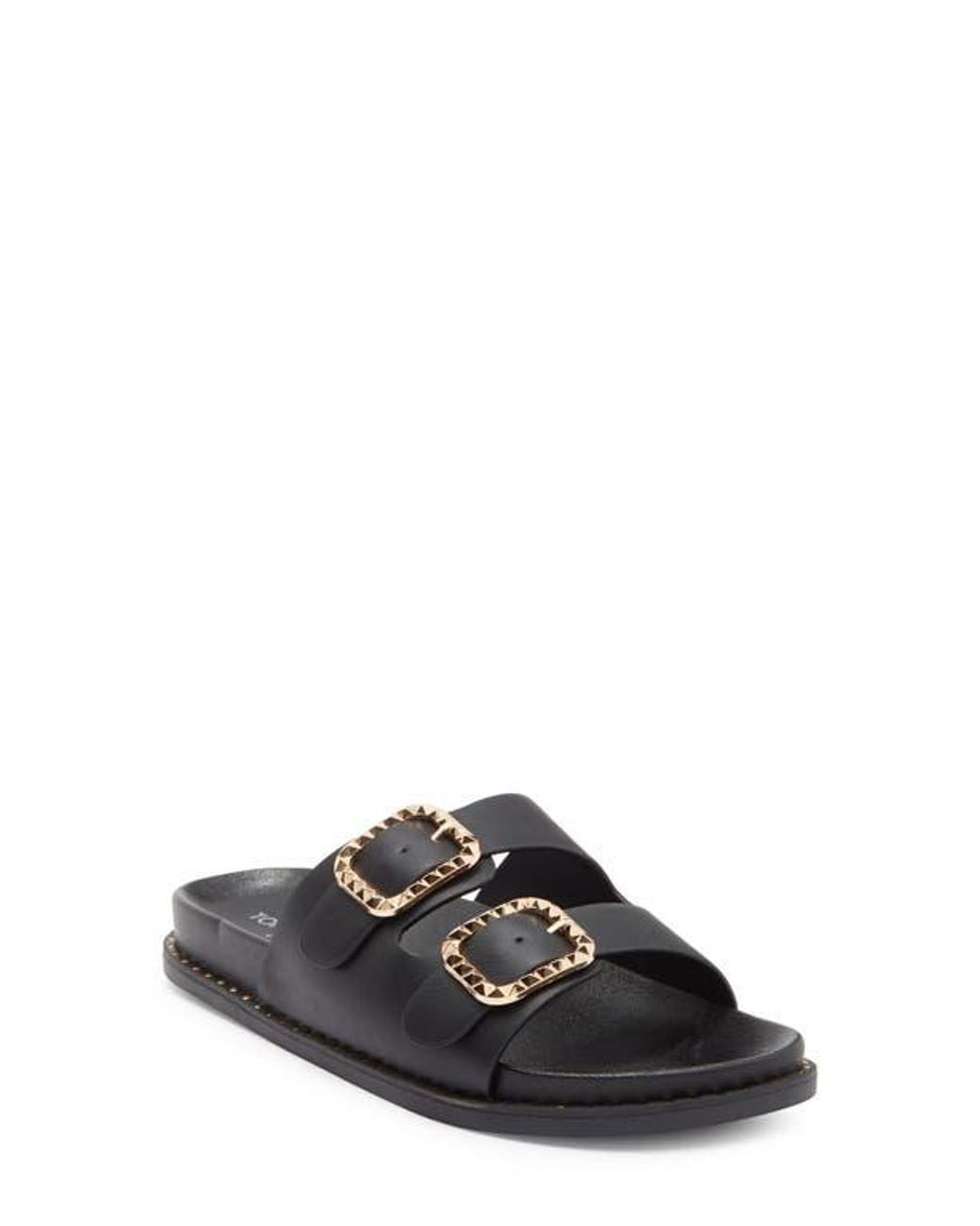 Top Moda Black Sailor Double Strap Slide Sandal
