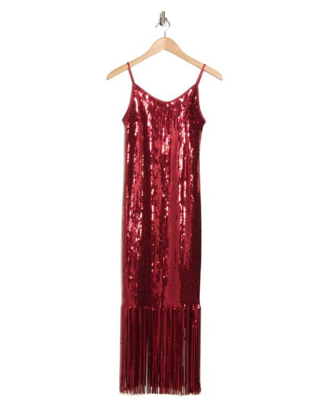 Nanette Lepore Deco Fringe Sequin Dress in Red | Lyst