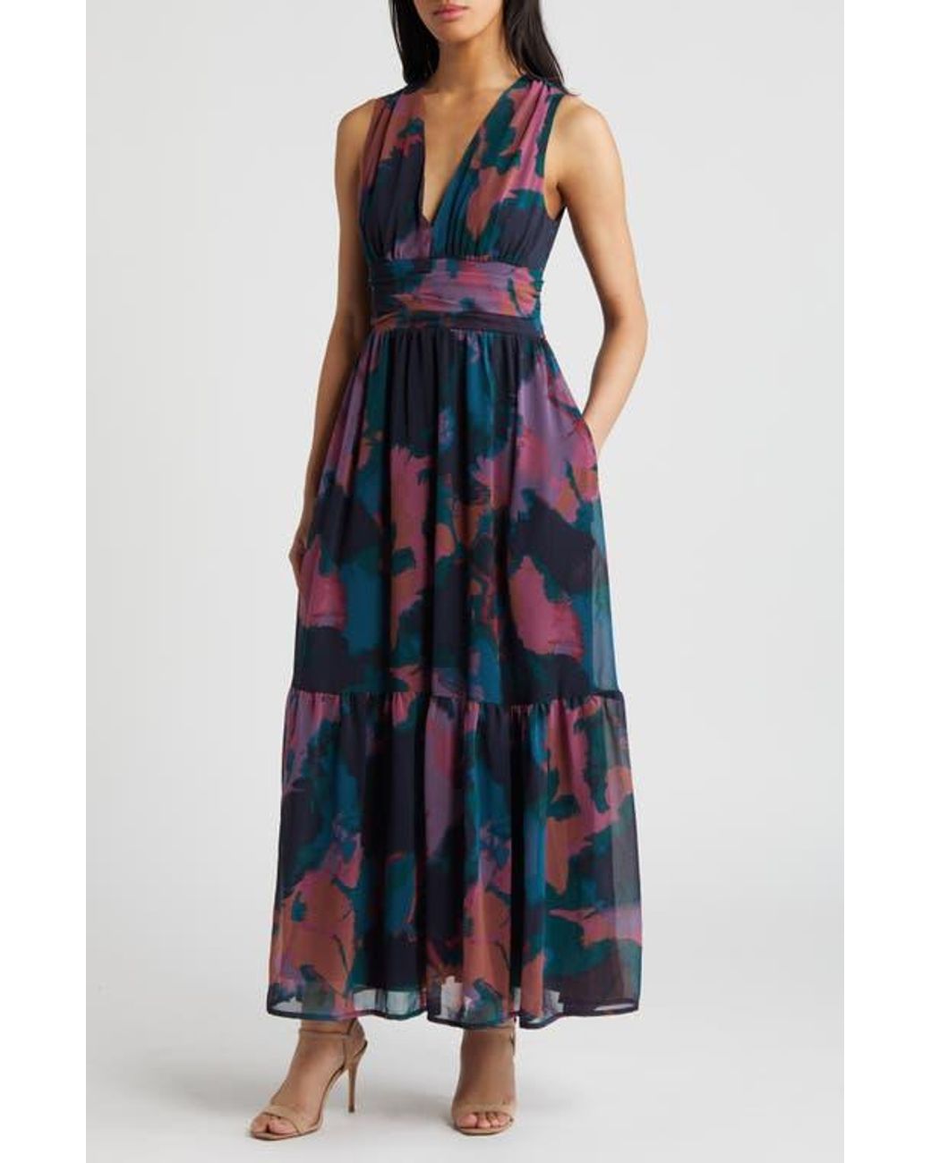 dylan maxi dress red Alana Crimson Red Tiered Evening Maxi Dress M