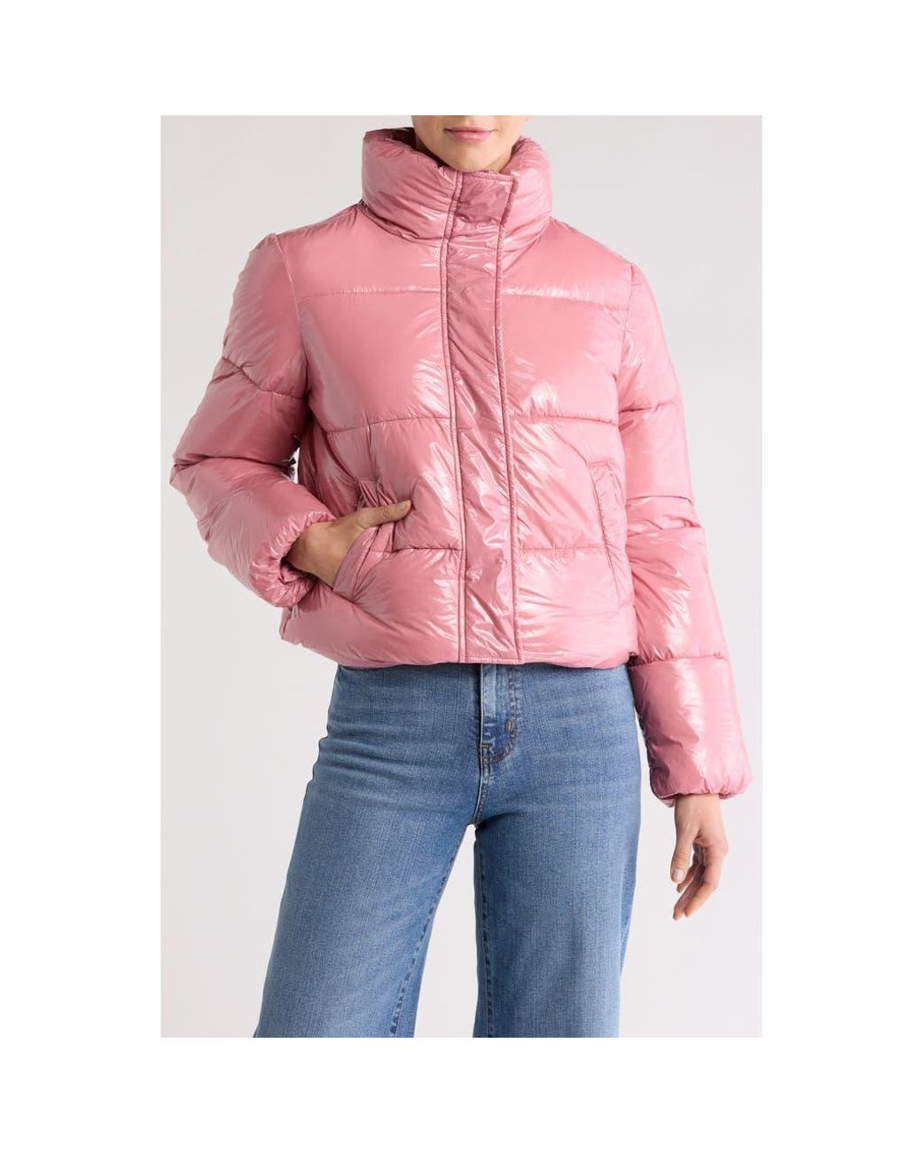 Noize Pink Coco Crop Water Resistant Puffer Jacket