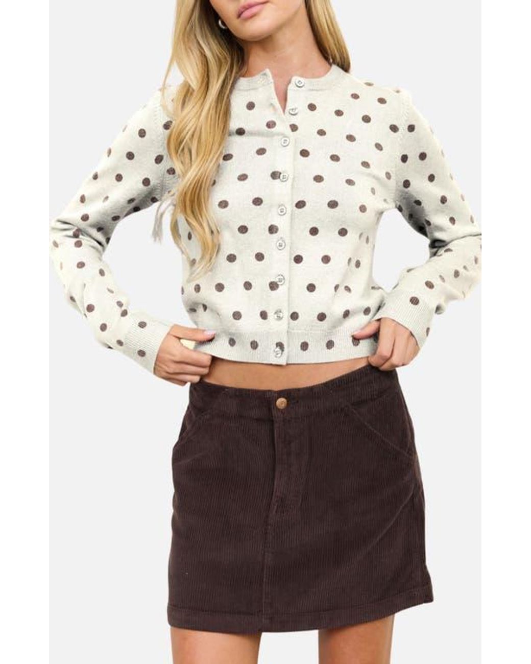 Blu Pepper Brown Polka Dot Cardigan