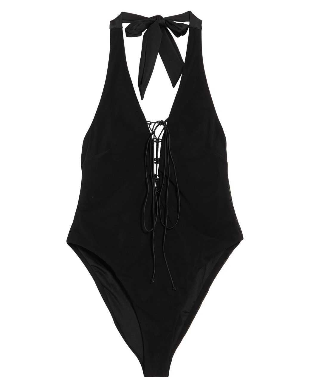 ASOS Laceup Halter Onepiece Swimsuit in Black Lyst