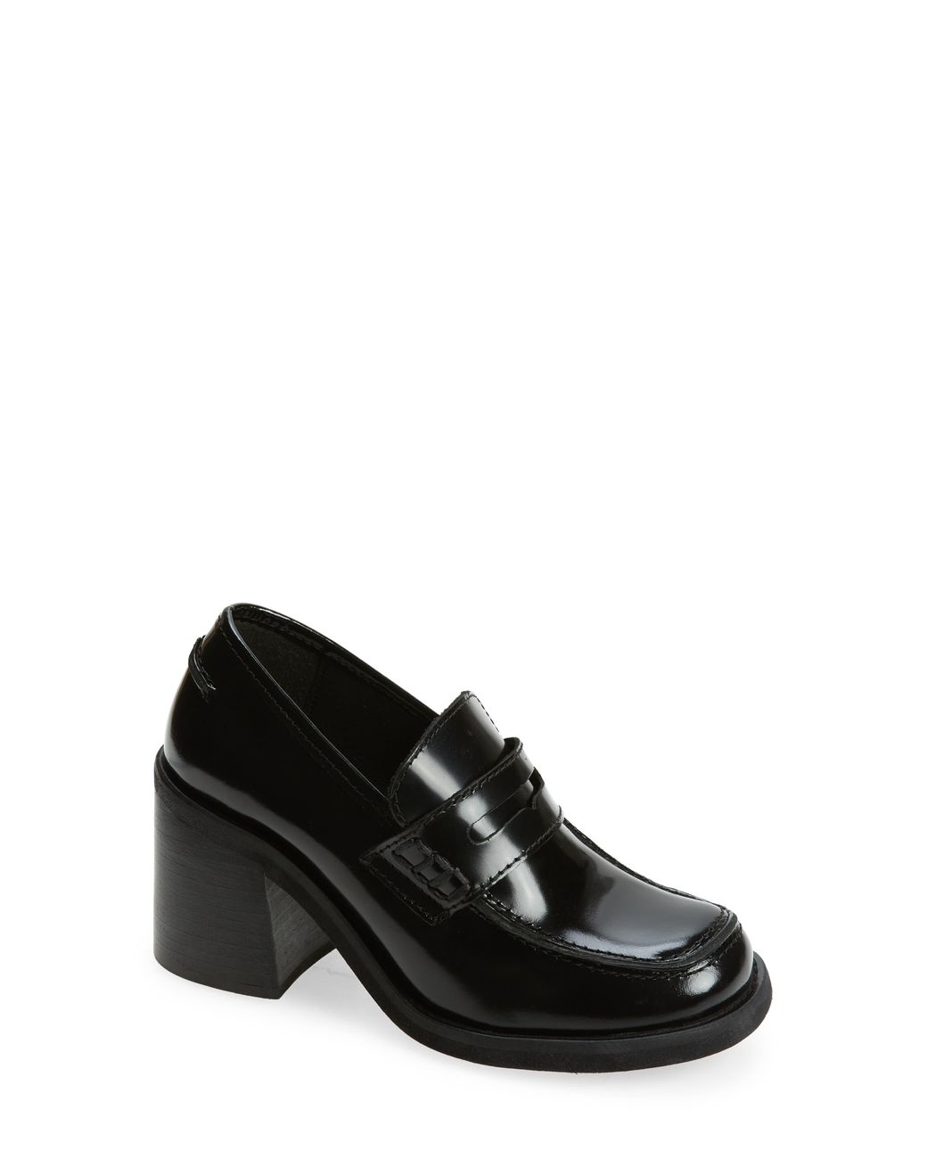 Steve Madden Universe Penny Loafer Pump In Black Leather At Nordstrom Rack Lyst