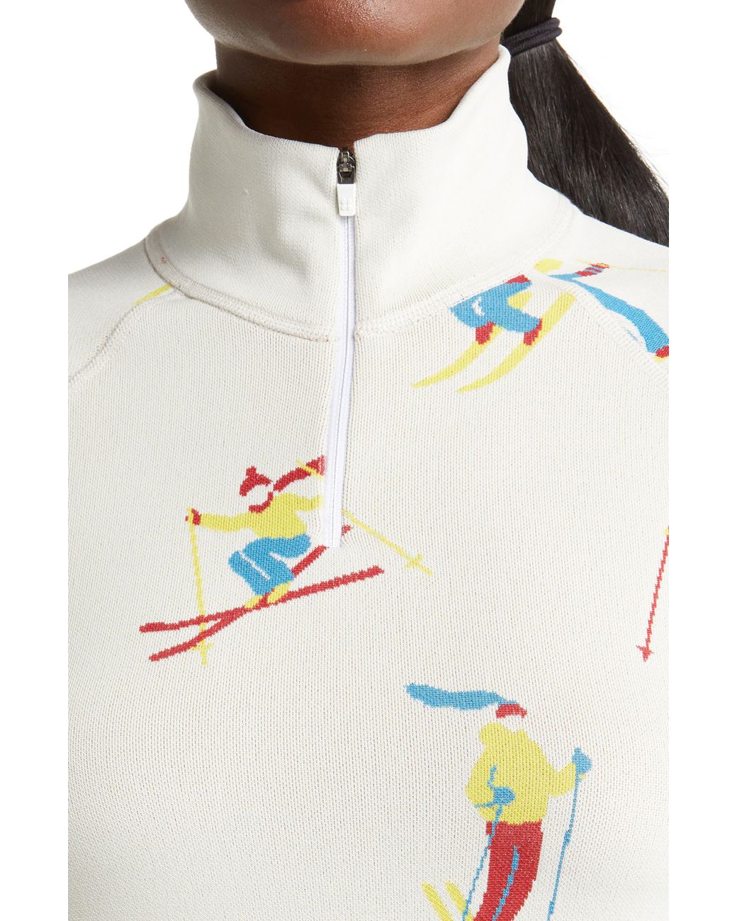 Sweaty Betty Ski Jacquard Half Zip Base Layer Pullover in White