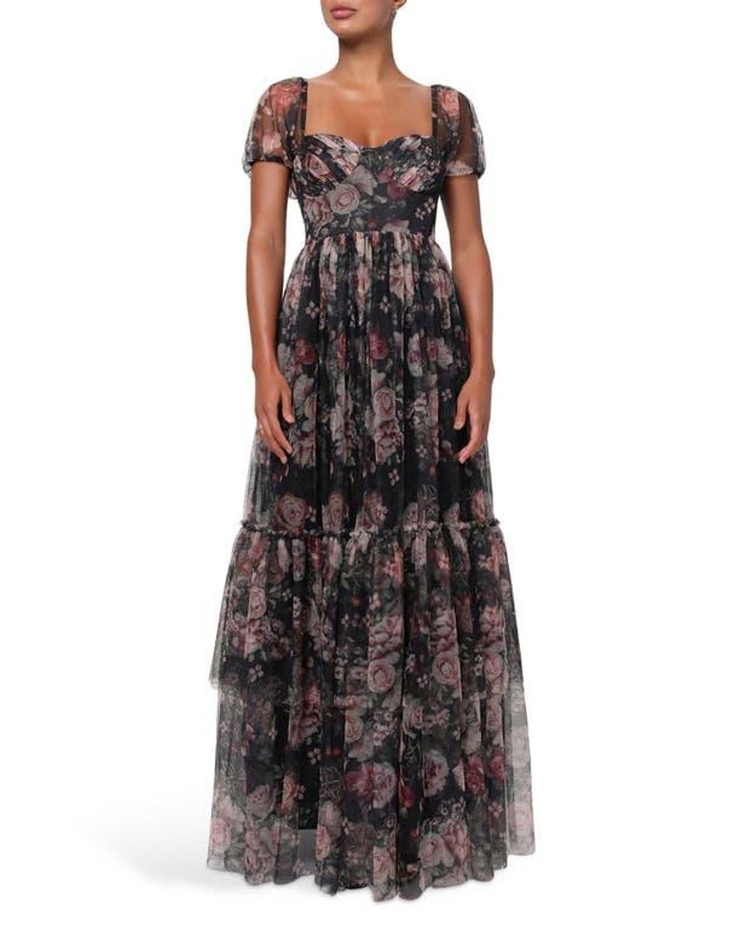 Lulus Jenna Floral Mesh Maxi Dress | Lyst