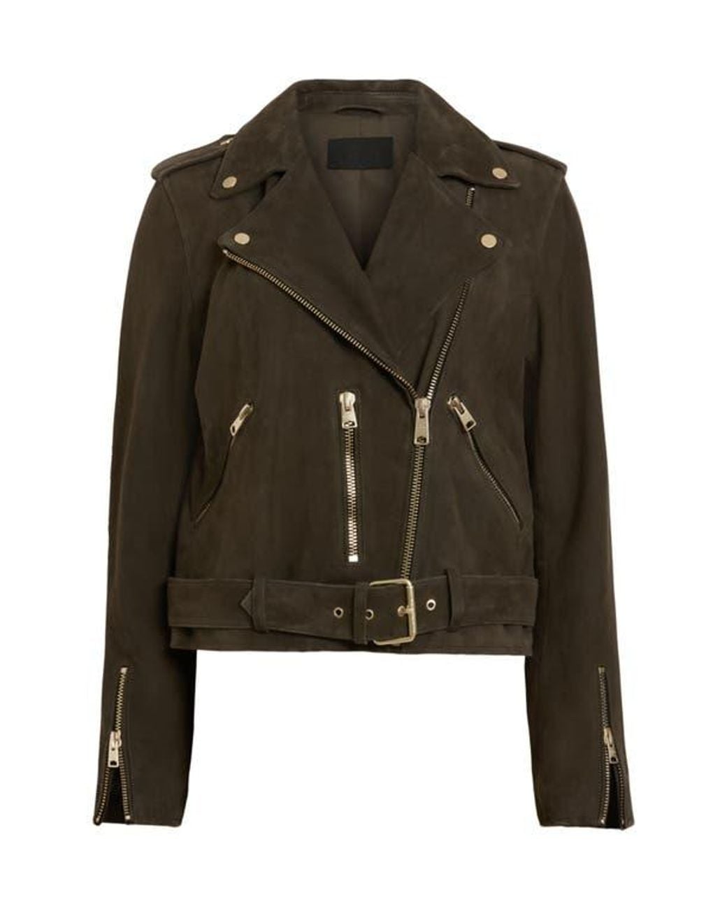 AllSaints Black Suede Moto Jacket