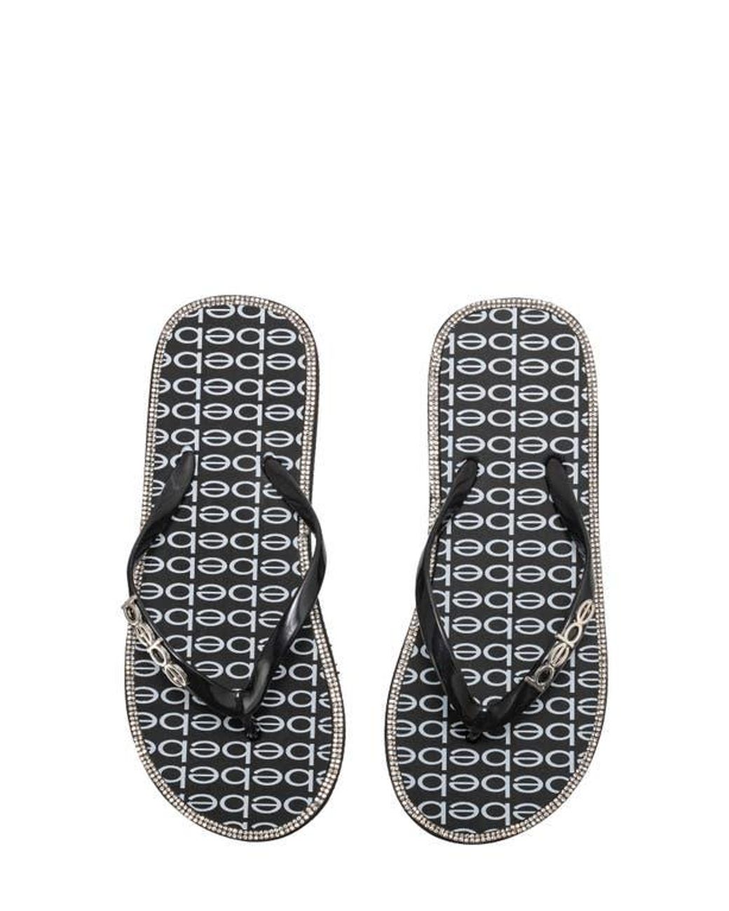 Bebe Gray Logo Print Flip Flop