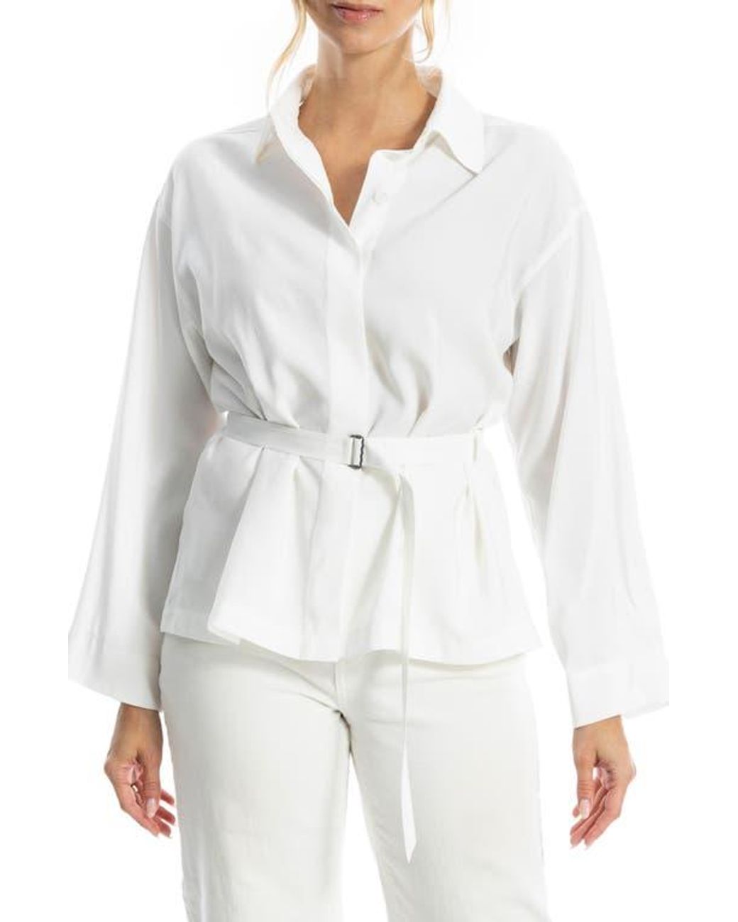 Max Studio White Belted Shirt