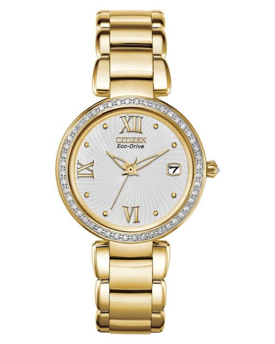 Citizen Eco Drive Swarovski Crystal Watch in Metallic Lyst