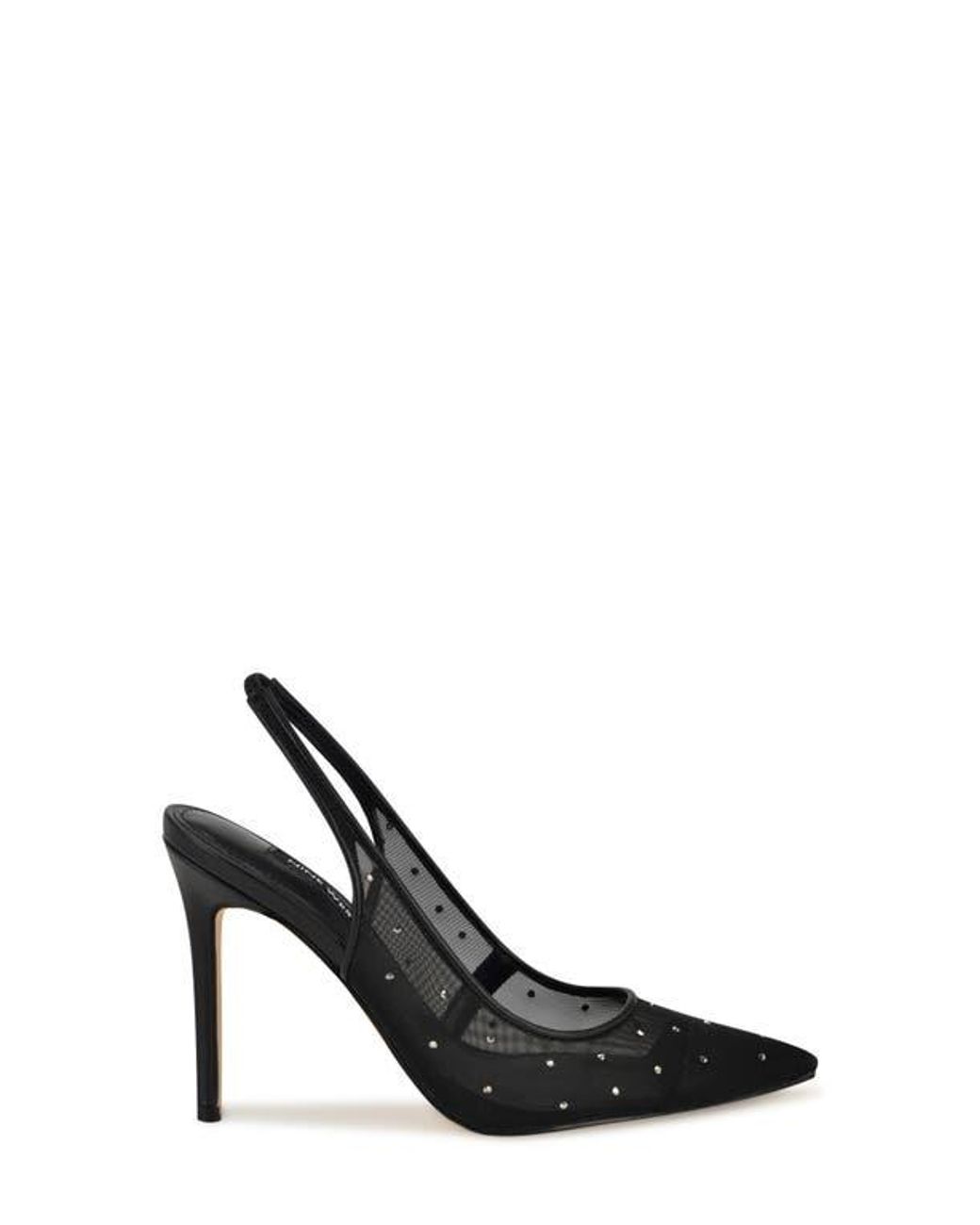 Nine West Black Feather Rhinestone Mesh Pump