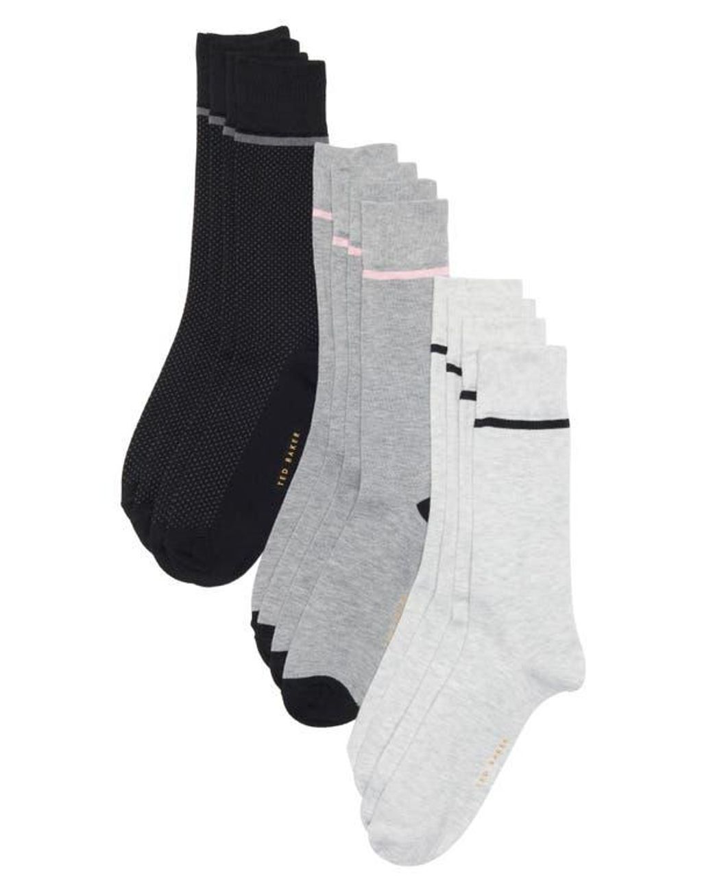 Ted Baker Black Assorted 6-Pack Crew Socks for men